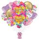 Premium Painted Flowers Birthday Foil Balloon Bouquet with Balloon Weight, 13pc
